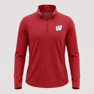 Under Armour Wisconsin Badgers Medium 1/4 Zip Top Red‎ Loose Long Sleeve Thumb
